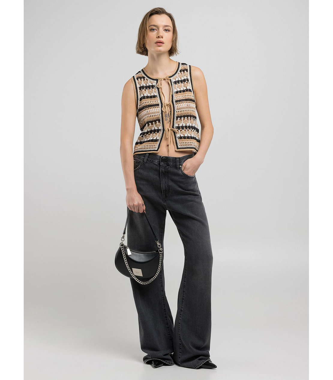 フレアブーツカットBECKAテンセルブラックデニム 詳細画像 オフブラック 3